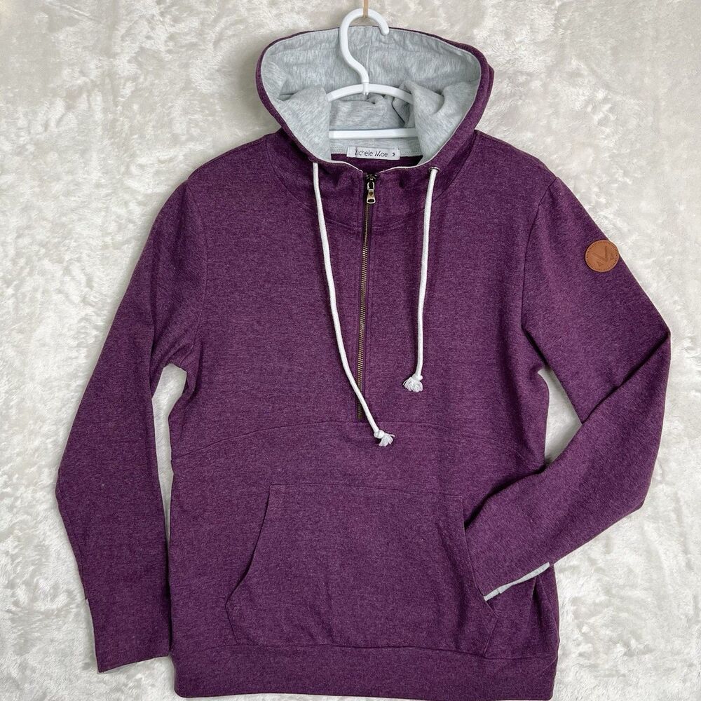 Michelle Mae Women's Hoodie Size M Cotton Blend Lavender Half Zip Sport Outdoors - Picture 4 of 12
